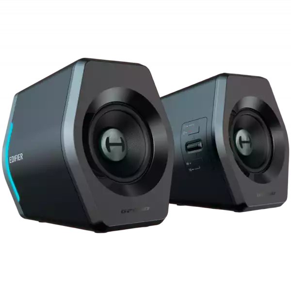 Edifier G2000 2.0 Audio System, BT V5.1, USB, AUX, 2.75-inch Drivers, RGB Lighting, 16W (RMS), Black