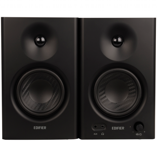 Edifier MR4 Active Studio Monitors, RCA, AUX, TRS, 1-inch Tweeters, 4-inch Woofers, 42W (RMS), Control Knob, Black