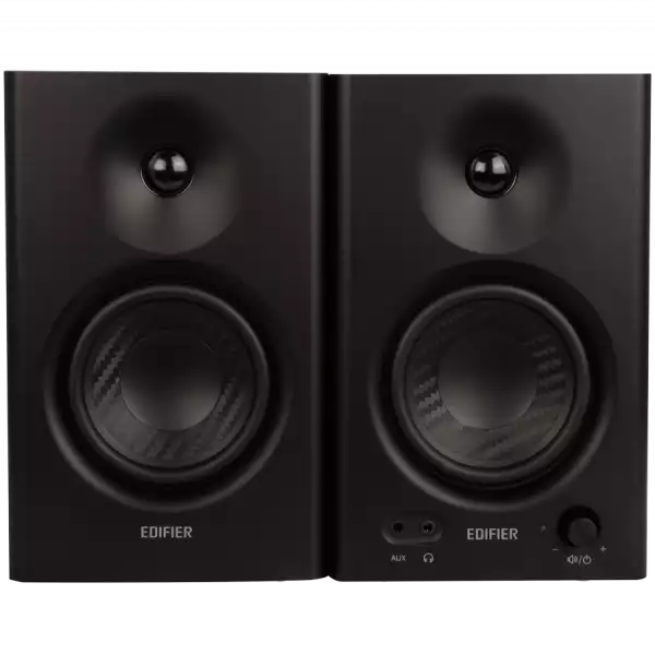 Edifier MR4 Active Studio Monitors, RCA, AUX, TRS, 1-inch Tweeters, 4-inch Woofers, 42W (RMS), Control Knob, Black