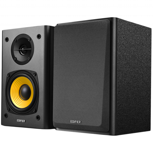 Edifier R1000T4 2.0 Bookshelf Speakers, RCA, 0.5-inch Tweeters, 4-inch Drivers, 24W (RMS), Control Buttons, Black