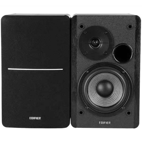 Edifier R1280DB 2.0 Bookshelf Speakers, BT V5.1, Optical, Coaxial, RCA, 0.5-inch Tweeters, 4-inch Drivers, 42W (RMS), Control Knobs and Remote Control, Black