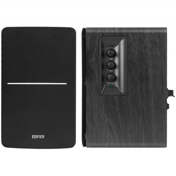 Edifier R1280DBs 2.0 Bookshelf Speakers, BT V5.1, Optical, Coaxial, RCA, 0.5-inch Tweeters, 4-inch Drivers, Sub-Out, 42W (RMS), Control Knobs and Remote Control, Black