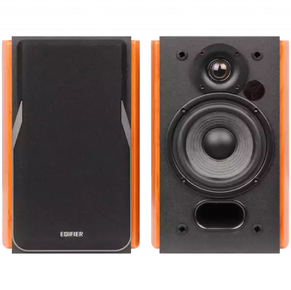 Edifier R1380DB 2.0 Bookshelf Speakers, BT V5.1, Optical, Coaxial, RCA, 1-inch Tweeters, 4-inch Drivers, 42W (RMS), Control Knobs and Remote Control, Brown