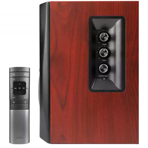 Edifier S350DB 2.1 Audio System, BT V5.1, Optical, Coaxial, RCA, 8-inch Subwoofer, 3.5-inch Drivers, 0.75-inch Tweeters, 70W (RMS), Control Knobs and Remote Control, Brown