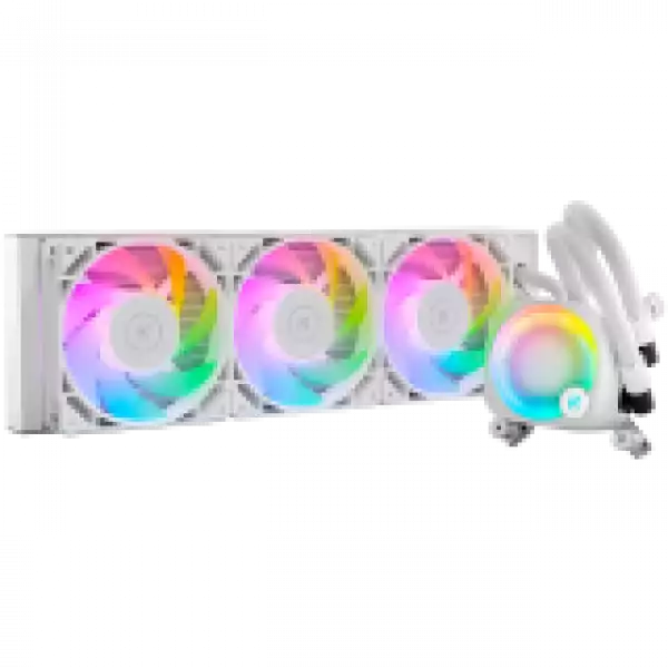 EK-Nucleus AIO CR360 Lux D-RGB - White, 3x EK-FPT FAN 120 D-RGB PWM fans, Rotatable ARGB Pump Top, Intel Sockets LGA: 1150, 1151, 1155, 1156, 1200, 1700, 2011, 2011-3, 2066, AMD Sockets: AM4, AM5, 5 Year Warranty