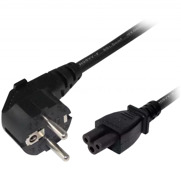 EU Power Cord, black (60 cm, 2 ft), for PoE Injector 24V (502-00025) and PoE Injector 50V (100-00080)