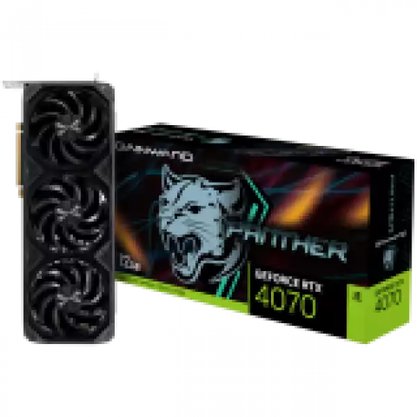 Gainward GeForce RTX 4070 Panther 12GB GDDR6X, 192 bit, 1x HDMI 2.1, 3x DP 1.4a, 3 Fan, 1x 8-pin power connector, recommended PSU 750W, NED4070019K9-1047Z