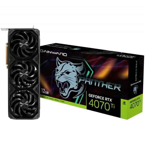 Gainward GeForce RTX 4070Ti Panther 12GB GDDR6X, 192 bit, 1x HDMI 2.1, 3x DP 1.4a, 3 Fan, 1x 16-pin power connector, recommended PSU 750W, NED407T019K9-1043Z
