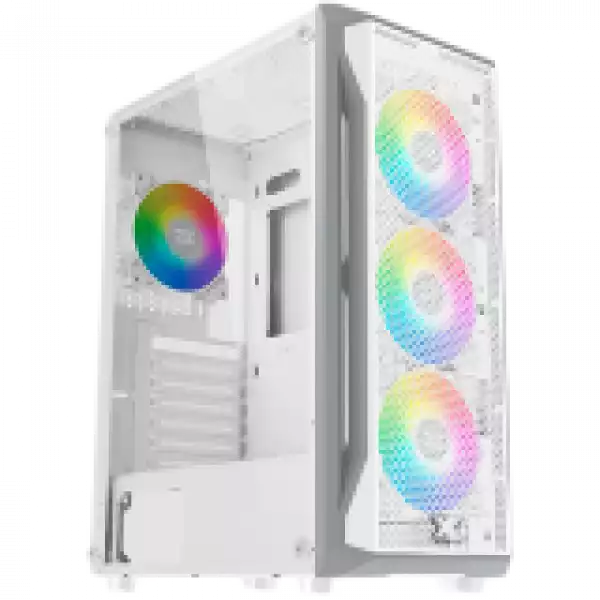 Xigmatek Gaming X Arctic EN46737, White Chassis, ATX/M-ATX/Mini ITX, U3x1+U2x2, Metal FP & Left TG, 4PCS X24A Arctic Fan & LED Switch ARGB Fan PCB