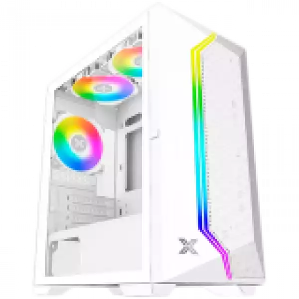 Xigmatek Gemini II Arctic EN48656, White, MATX/ Mini- ITX, U3x1+U2x2, Meshed Grill ARGB LED Frontpanel & Left TG, 3PCS X24F Arctic Fixed RGB Fan