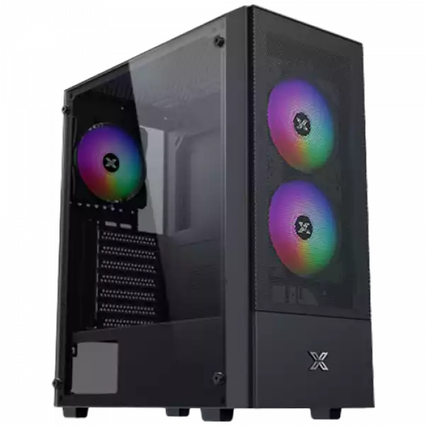 Hero II Air 3F Black EN41655, ATX/M-ATX/MINI ITX, USB3.0 X1, USB2.0 X2, HD AUDIO, Front Meshed Grill & Left TG, 3PCS Z20F Fixed LED Fan