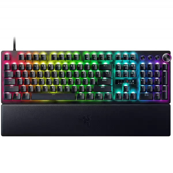 Huntsman V3 Pro - US Layout, Gaming Keyboard, Analog Optical Switch Gen-2, Razer Chroma RGB, Magnetic Firm Leatherette Wrist Rest, Multi-function Dial with 3 dedicated button, Detachable Type-C Cable, Doubleshot PBT Keycaps, 1000 Hz Polling Rate Huntsman V3 Pro - US Layout, Gaming Keyboard, Analog Optical Switch Gen-2, Razer Chroma RGB, Magnetic Firm Leatherette Wrist Rest, Multi-function Dial with 3 dedicated button, Detachable Type-C Cable, Doubleshot PBT Keycaps, 1000 Hz Polling Rate