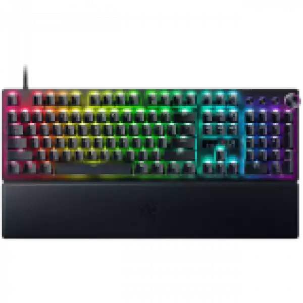 Huntsman V3 Pro - US Layout, Gaming Keyboard, Analog Optical Switch Gen-2, Razer Chroma RGB, Magnetic Firm Leatherette Wrist Rest, Multi-function Dial with 3 dedicated button, Detachable Type-C Cable, Doubleshot PBT Keycaps, 1000 Hz Polling Rate