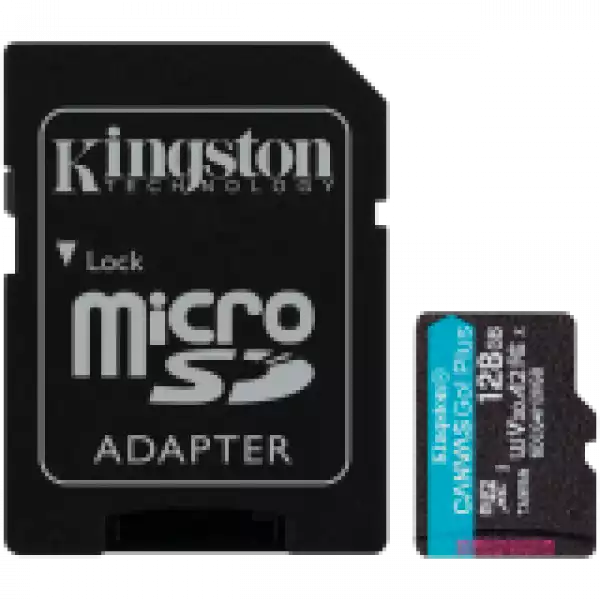 Kingston 128GB microSDXC Canvas Go Plus Gen4 200MB/s A2 U3 V30 Card + Adapter