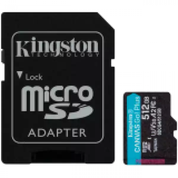 Kingston 512GB microSDXC Canvas Go Plus Gen4 200MB/s A2 U3 V30 Card + Adapter