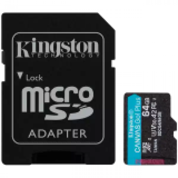 Kingston 64GB microSDXC Canvas Go Plus Gen4 200MB/s A2 U3 V30 Card + Adapter