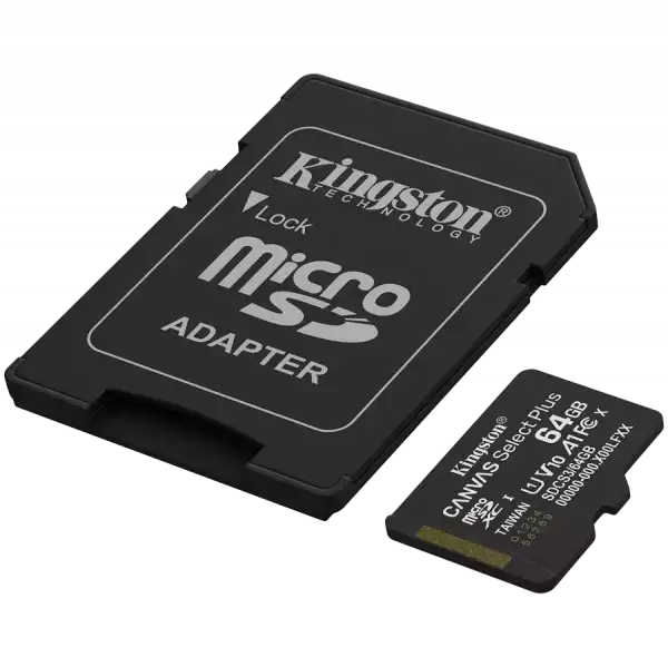 Kingston 64GB microSDXC Canvas Select Plus Gen3 100MB/s A1 Card + Adapter