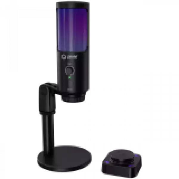 LORGAR SMP40, RGB Microphone with external mute button and metal stand, Black