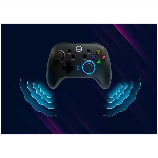 LORGAR TRIX-510, Gaming controller, Black, BT5.0 Controller with built-in 600mah battery, 1M Type-C charging cable ,6 axis motion sensor support nintendo switch ,android,PC, IOS13, PS3, normal size dongle,black