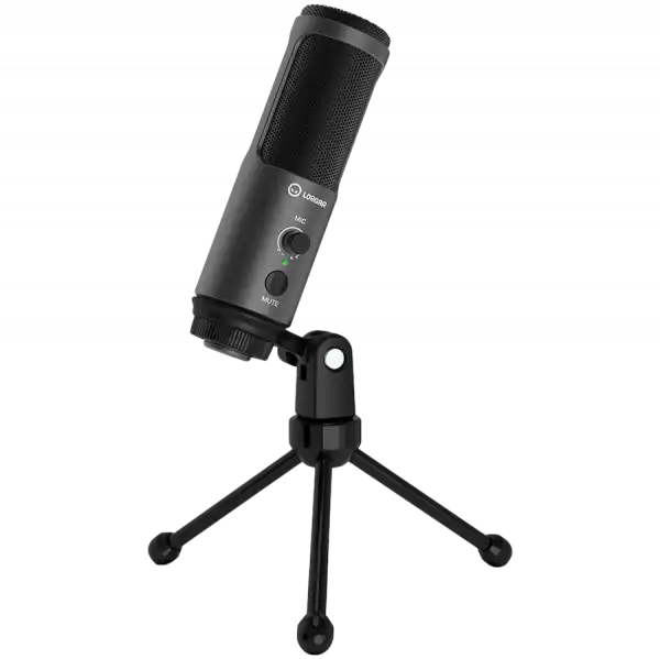 LORGAR Voicer 521, Gaming Microphone, Black, USB condenser mic with Volume Knob, 3.5MM headphonejack, mute button and led indicator, package including 1x F5 Microphone, 1 x 2M type-C USB Cable, 1 xTripod Stand