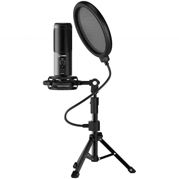 LORGAR Voicer 721, Gaming Microphone, Black, USB condenser microphone with tripod stand, pop filter, including 1 microphone, 1 Height metal tripod, 1 plastic shock mount, 1 windscreen cap, 1,2m metel type-C USB cable, 1 pop filter, 154.6x56.1mm