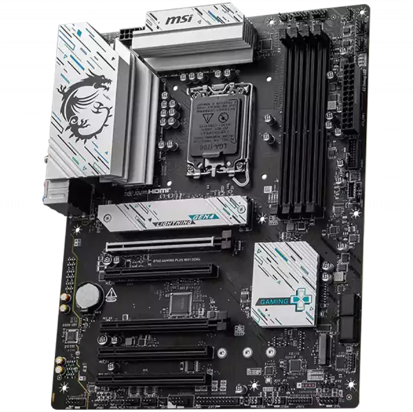 MSI B760 GAMING PLUS WIFI DDR4, LGA 1700, 4xDDR4, ATX, Dual Channel DDR4 5333(OC)MHz, 5x PCIe x16 slots, 2x M.2 slots, 1x HDMI, 1x DP, 2x USB 3.2 Gen 2, 1x USB 3.2 Gen 2 Type-C, 4x USB 2.0, 7.1 HD Audio, 2.5Gbps LAN, WI-Fi 6E, BT, 3Y