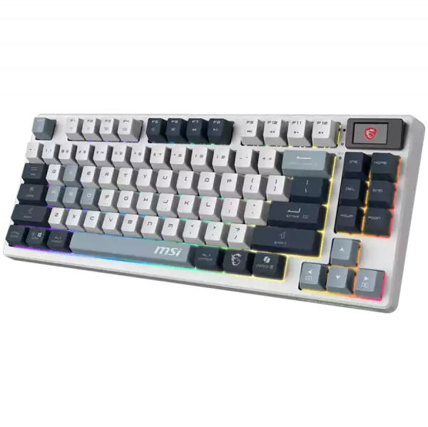 MSI FORGE GK600 TKL WIRELESS SKY - Hot-Swappable Mechanical Switches, PBT Keycaps, Sound-Dampening Foam and Gaskets, Integrated Display, RGB LED, 2.4GHz, BT, USB-C MSI FORGE GK600 TKL WIRELESS SKY - Hot-Swappable Mechanical Switches, PBT Keycaps, Sound-Dampening Foam and Gaskets, Integrated Display, RGB LED, 2.4GHz, BT, USB-C