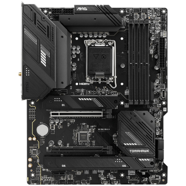 MSI MAG B760 TOMAHAWK WIFI, ATX, Socket 1700, Dual Channel DDR5 7000+(OC)MHz, 2x PCIe x16 slots, 3x M.2 slots, 1x HDMI, 1x DP, 1x USB 3.2 Gen 2x2 Type-C, 4x USB 3.2 Gen 2, 4x USB 2.0, 7.1 HD Audio, 2.5Gbps LAN, WI-FI 6E, BT, 3Y