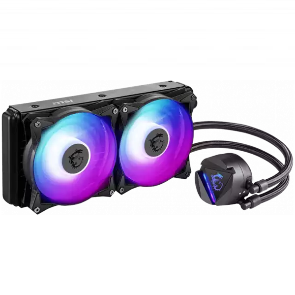 MSI MAG CORELIQUID 280R Liquid Cooler, 2x 140mm ARGB 1800rpm PWM Fans, ARGB Block, Radiator Pump Design, Rotatable Blockhead, Intel LGA 115x/1200/1366/2011/2066; AMD AM5/AM4/FM2+/FM2/FM1/AM3+/AM3/AM2+/AM2/TR4/sTRX4/SP3, 3Y Warranty MSI MAG CORELIQUID 280R Liquid Cooler, 2x 140mm ARGB 1800rpm PWM Fans, ARGB Block, Radiator Pump Design, Rotatable Blockhead, Intel LGA 115x/1200/1366/2011/2066; AMD AM5/AM4/FM2+/FM2/FM1/AM3+/AM3/AM2+/AM2/TR4/sTRX4/SP3, 3Y Warranty