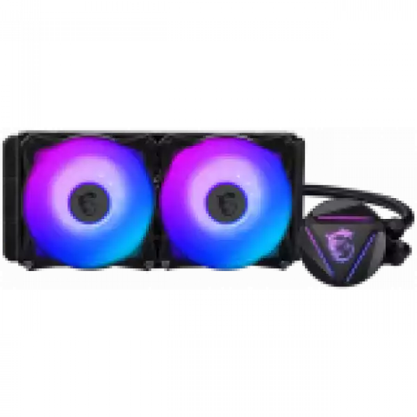 MSI MAG CORELIQUID 280R Liquid Cooler, 2x 140mm ARGB 1800rpm PWM Fans, ARGB Block, Radiator Pump Design, Rotatable Blockhead, Intel LGA 115x/1200/1366/2011/2066; AMD AM5/AM4/FM2+/FM2/FM1/AM3+/AM3/AM2+/AM2/TR4/sTRX4/SP3, 3Y Warranty