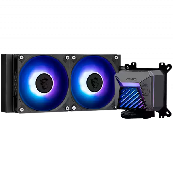 MSI MAG CORELIQUID A15 240, 2x120mm Pre-installed ARGB Daisy Chain Fans, Adjustable Offset Kit, Replacable Top Cover, Copper Base Intel LGA 1700/1851, AMD AM5/AM4, 3Y Warranty