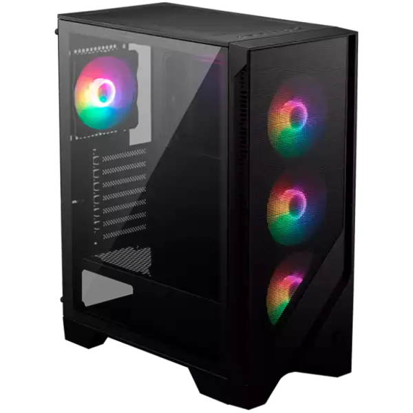 MSI MAG FORGE 120A AIRFLOW, Mid-Tower, ATX/M-ATX/ITX, 2x USB 3.2 Gen 1 Type-A, 1x Audio/1x Mic, LED On/Off Button, ARGB Hub, 6x 120mm ARGB Fans, Mesh Panel, 4mm Tempered Glass