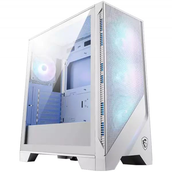 MSI MAG FORGE 320R AIRFLOW WHITE, Mid-Tower, ATX/M-ATX/ITX, 2x USB 3.2, 1x Audio/Mic, LED Button, ARGB Hub, 4x 120mm ARGB Fans, Mesh Panel, Tempered Glass, White