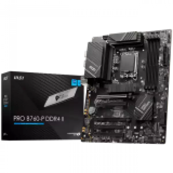 MSI Main Board Desktop PRO B760-P DDR4 II (LGA 1700, 4xDDR4,max 5333 OC, 5xPCI-E X16, 4xSATA6g, 2xM.2, RAID, 6xUSB3.2 Gen1, 4xUSB2.0, DP, HDMI, 7.1 Audio, 2.5LAN) ATX