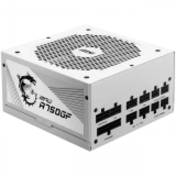MSI MPG A750GF White Power Supply 750W, 80 PLUS Gold, Japanese capacitors, Fully Modular, Flat Black Cables, 100~240VAC, 47-63HZ, 140mm fan, 160x150x86 mm, ATX, 2xEPS, 6xPCI-E, 8XSATA, 4xMOLEX, FDD, EU plug, 10Y