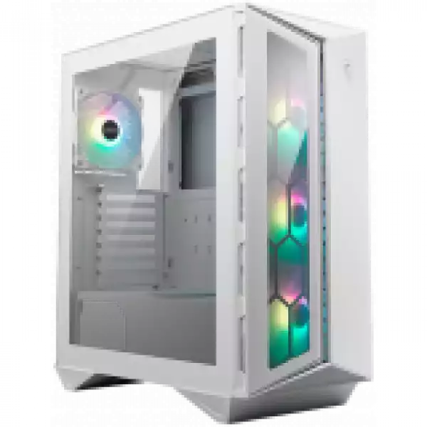 MSI MPG GUNGNIR 110R WHITE, Mid-Tower, ATX/Micro-ATX/Mini-ITX, 2x USB 3.2 Gen 1 Type-A, 1x USB 3.2 Gen 2x2 Type-C, 1x Audio/1x Mic, ARGB Hub, RGB Button, 4x 120mm ARGB Fans, Glass Front Panel, 4mm Tempered Glass
