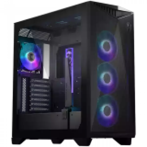 MSI MPG GUNGNIR 300R AIRFLOW, Mid-Tower, E-ATX/ATX/M-ATX/ITX, 2x USB 3.2 Gen 1 Type-A, 1x USB 3.2 Gen 2x2 Type-C, 1x Audio/1x Mic, LED Switch Button, ARGB Hub, 4x 120mm ARGB Fans, 1mm Perforated Front Panel, 3mm Tempered Glass