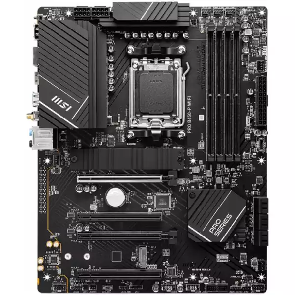 MSI PRO B650-P WIFI, AMD Ryzen 7000, Dual Channel DDR5 6400+MHz, 4x PCIe x16 slot, 2x M.2 slot, 1x HDMI, 2x USB 3.2 Gen 1, 4x USB 2.0, 1x USB 3.2 Gen 2, 7.1 HD Audio, 2.5Gbps LAN, 3Y