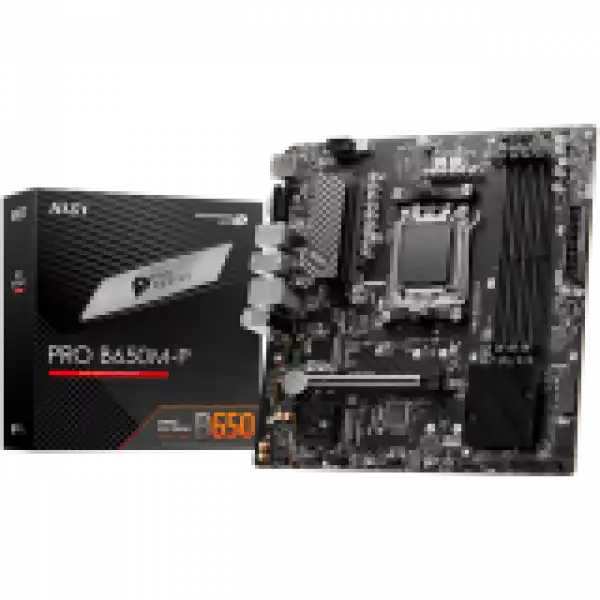 MSI PRO B650M-P,ATX, Socket AM5,AMD B650, 4xDDR5, Dual Channel DDR5 up to 7200+(OC)MHz,1x PCIe 4.0/3.0 x16 slot,2x M.2 slots,2x USB 3.2 Gen 2 (1x Type-C),2x USB 3.2 Gen 1,4x USB 2.0,1x HDMI,1x DP,2.5G LAN,7.1 Audio,3y warranty