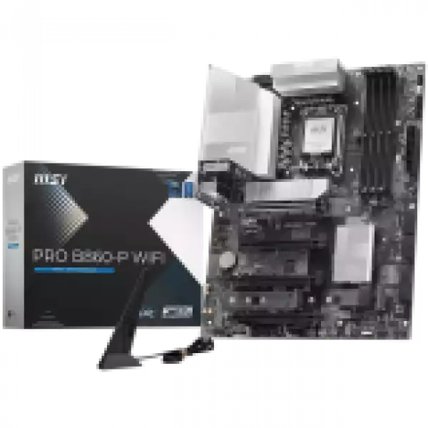 MSI PRO B860-P WIFI, ATX, LGA 1851, 4x DDR5 Dual Channel DDR5 up to 8600(OC)MHz, 4x PCIe x16 slot, 3x M.2 slot, 4x USB 2.0, 2x USB 5Gbps, 2x USB 10Gbps, 1x USB 40Gbps Type-C, HDMI, DP, 7.1 HD Audio, 5G LAN, WiFi, BT, 3Y MSI PRO B860-P WIFI, ATX, LGA 1851, 4x DDR5 Dual Channel DDR5 up to 8600(OC)MHz, 4x PCIe x16 slot, 3x M.2 slot, 4x USB 2.0, 2x USB 5Gbps, 2x USB 10Gbps, 1x USB 40Gbps Type-C, HDMI, DP, 7.1 HD Audio, 5G LAN, WiFi, BT, 3Y