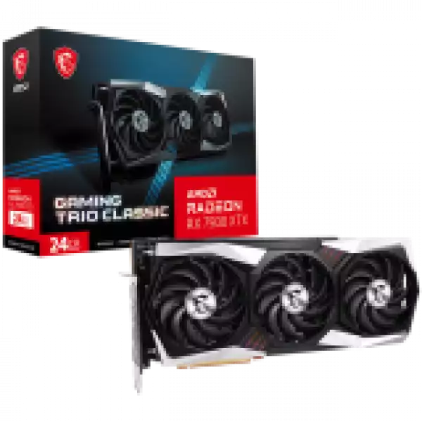 MSI Video Card AMD Radeon RX 7900 XTX GAMING TRIO CLASSIC 24G, 24GB GDDR6, 384-bit, 6144 units, Boost: 2500 MHz, 3x DP 2.1, HDMI 2.1, 800W Recommended PSU, 3Y