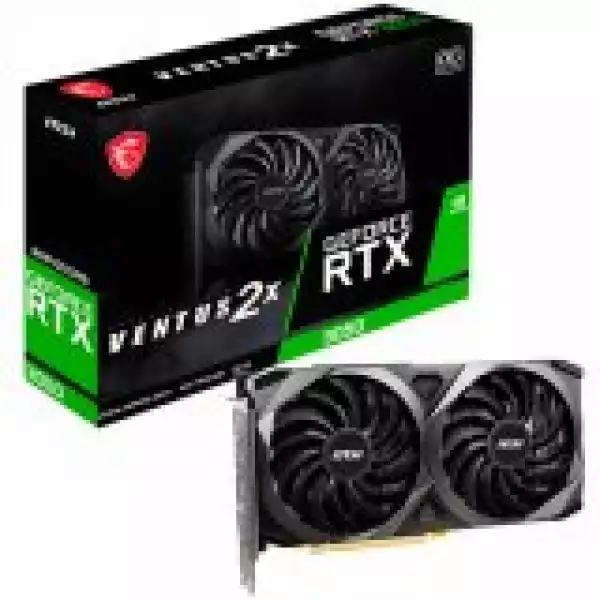 MSI Video Card NVidia GeForce RTX 3050 VENTUS 2X 8G OC, 8GB GDDR6, 128bit, Effective Memory Clock: 14000MHz, Boost: 1807MHz, 2560 CUDA Cores, PCI-E 4.0 x8, 3x DP, HDMI 2.1, RAY TRACING, TORX Fan 3.0, 550W Recommended PSU, Backplate, 3Y MSI Video Card NVidia GeForce RTX 3050 VENTUS 2X 8G OC, 8GB GDDR6, 128bit, Effective Memory Clock: 14000MHz, Boost: 1807MHz, 2560 CUDA Cores, PCI-E 4.0 x8, 3x DP, HDMI 2.1, RAY TRACING, TORX Fan 3.0, 550W Recommended PSU, Backplate, 3Y