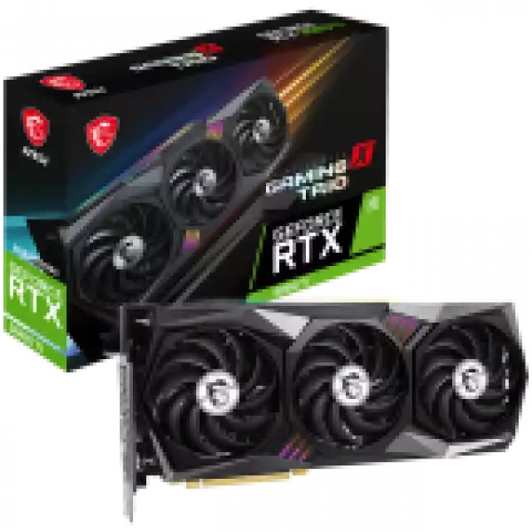 MSI Video Card Nvidia GeForce RTX 3060 Ti GAMING X TRIO 8GD6X, 8GB GDDR6X, 256-bit, 19GBps, Boost: 1845 MHz, 4864 CUDA Cores, PCIe 4.0, 3x DP 1.4a, HDMI 2.1, RAY TRACING, Triple Fan, 600W Recommended PSU, Metal Backplate