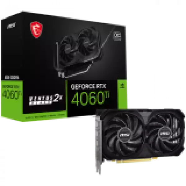 MSI Video Card Nvidia GeForce RTX 4060 Ti 8G VENTUS 2X BLACK E1 OC, 8GB GDDR6, 128bit, Boost: 2565 MHz, 4352 CUDA Cores, PCIe 4.0, 3x DP 1.4a, HDMI 2.1a, RAY TRACING, Dual Fan, 1x 8pin, 550W Recommended PSU, 3Y MSI Video Card Nvidia GeForce RTX 4060 Ti 8G VENTUS 2X BLACK E1 OC, 8GB GDDR6, 128bit, Boost: 2565 MHz, 4352 CUDA Cores, PCIe 4.0, 3x DP 1.4a, HDMI 2.1a, RAY TRACING, Dual Fan, 1x 8pin, 550W Recommended PSU, 3Y