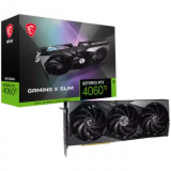 MSI Video Card NVidia GeForce RTX 4060 TI GAMING X SLIM 8G, 8GB GDDR6X, 128-bit, 2670 MHz Boost, 4352 CUDA Cores, PCIe 4.0, 3x DP 1.4a, HDMI 2.1a, RAY TRACING, Triple Fan, 550W Recommended PSU, 3Y