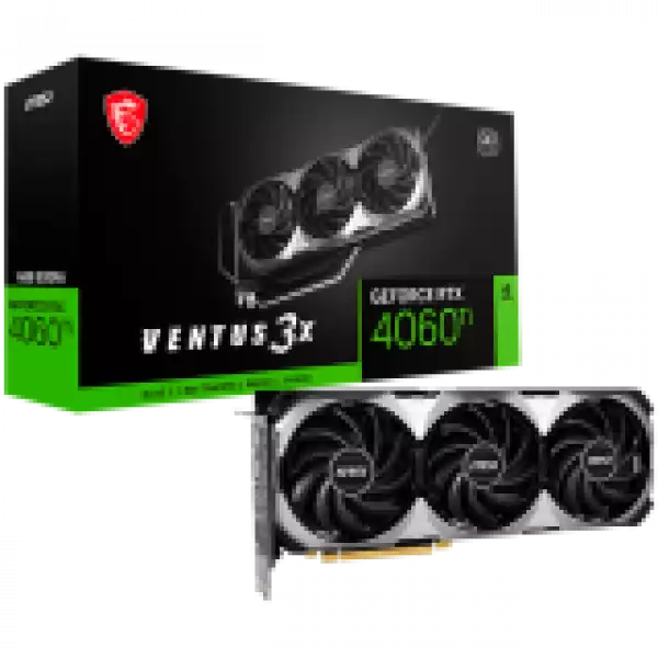 MSI Video Card NVidia GeForce RTX 4060 TI VENTUS 3X 16G OC, 16GB GDDR6X, 128-bit, 2625 MHz Boost, 4352 CUDA Cores, PCIe 4.0, 3x DP 1.4a, HDMI 2.1a, RAY TRACING, Triple Fan, 550W Recommended PSU, 3Y