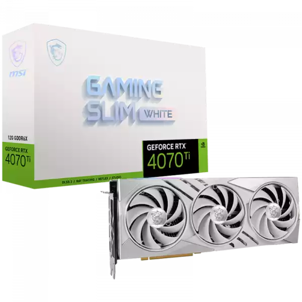 MSI Video Card Nvidia GeForce RTX 4070 Ti GAMING SLIM WHITE 12G, 12GB GDDR6X, 192-bit, 2730 MHz Boost, 7680 CUDA Cores, PCIe 4.0, 3x DP 1.4a, HDMI 2.1a, RAY TRACING, Triple Fan, 700W Recommended PSU, 3Y MSI Video Card Nvidia GeForce RTX 4070 Ti GAMING SLIM WHITE 12G, 12GB GDDR6X, 192-bit, 2730 MHz Boost, 7680 CUDA Cores, PCIe 4.0, 3x DP 1.4a, HDMI 2.1a, RAY TRACING, Triple Fan, 700W Recommended PSU, 3Y