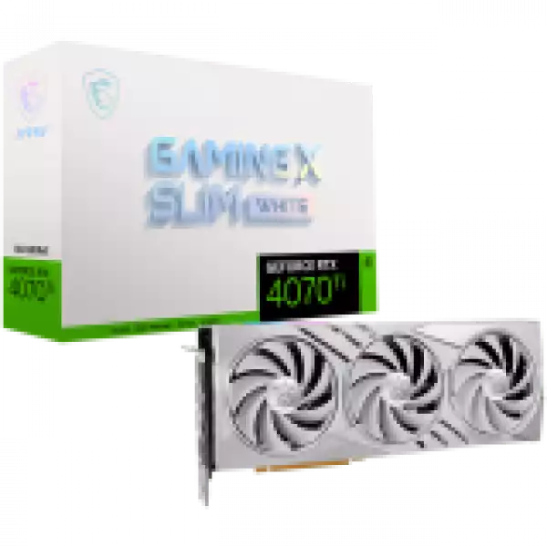 MSI Video Card Nvidia GeForce RTX 4070 TI GAMING X SLIM WHITE 12G, 12GB GDDR6X, 192bit, Boost: 2730 MHz, 7680 CUDA Cores, PCIe 4.0, 3x DP 1.4a, HDMI 2.1a, RAY TRACING, Triple Fan, 1x 16pin, 700W Recommended PSU, 3Y
