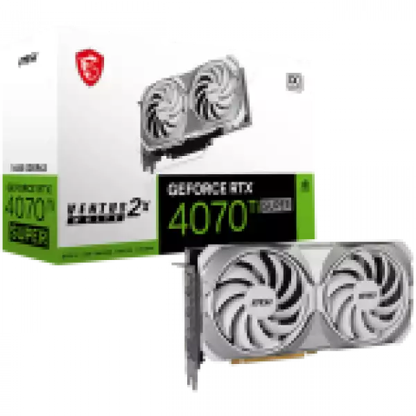 MSI Video Card Nvidia GeForce RTX 4070 TI SUPER 16G VENTUS 2X WHITE OC, 16GB GDDR6X, 256bit, Boost: 2640 MHz, 21Gbps, 8448 CUDA Cores, 3x DP 1.4a, HDMI 2.1a, RAY TRACING, Dual Fan, 1x16pin, 700W Recommended PSU, 3Y MSI Video Card Nvidia GeForce RTX 4070 TI SUPER 16G VENTUS 2X WHITE OC, 16GB GDDR6X, 256bit, Boost: 2640 MHz, 21Gbps, 8448 CUDA Cores, 3x DP 1.4a, HDMI 2.1a, RAY TRACING, Dual Fan, 1x16pin, 700W Recommended PSU, 3Y