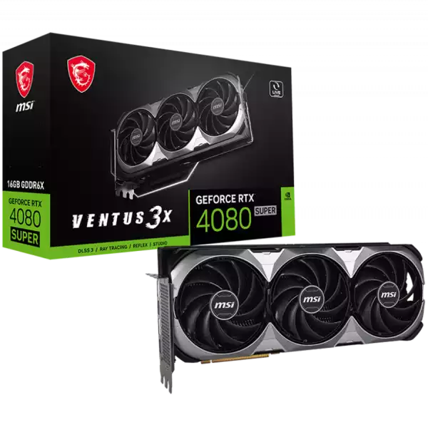 MSI Video Card Nvidia GeForce RTX 4080 SUPER 16G VENTUS 3X, 16GB GDDR6X/256bit, PCI Express Gen 4, 2xDP, 2x HDMI, RECOMMENDED PSU 750W MSI Video Card Nvidia GeForce RTX 4080 SUPER 16G VENTUS 3X, 16GB GDDR6X/256bit, PCI Express Gen 4, 2xDP, 2x HDMI, RECOMMENDED PSU 750W